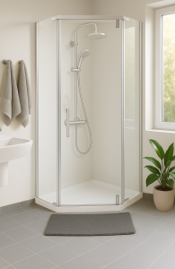 Душевой уголок VIAR, прозр. стекла, 5-тиугольный,  хром VR-90C5-SW-C