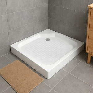 Душевой поддон квадратный, с сифоном, белый P-90125S-WH 