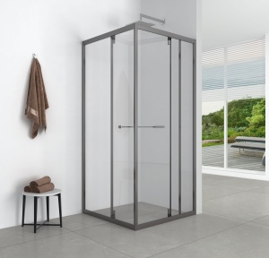 Душевой уголок DUERO, квадратный, шоверама 1000*1000*1950 мм, черный (DR-100CS-SH-GB)