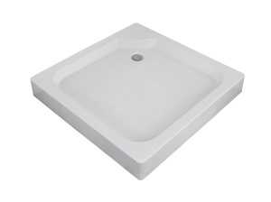 Душевой поддон квадратный, с сифоном, белый P-10015S-WH